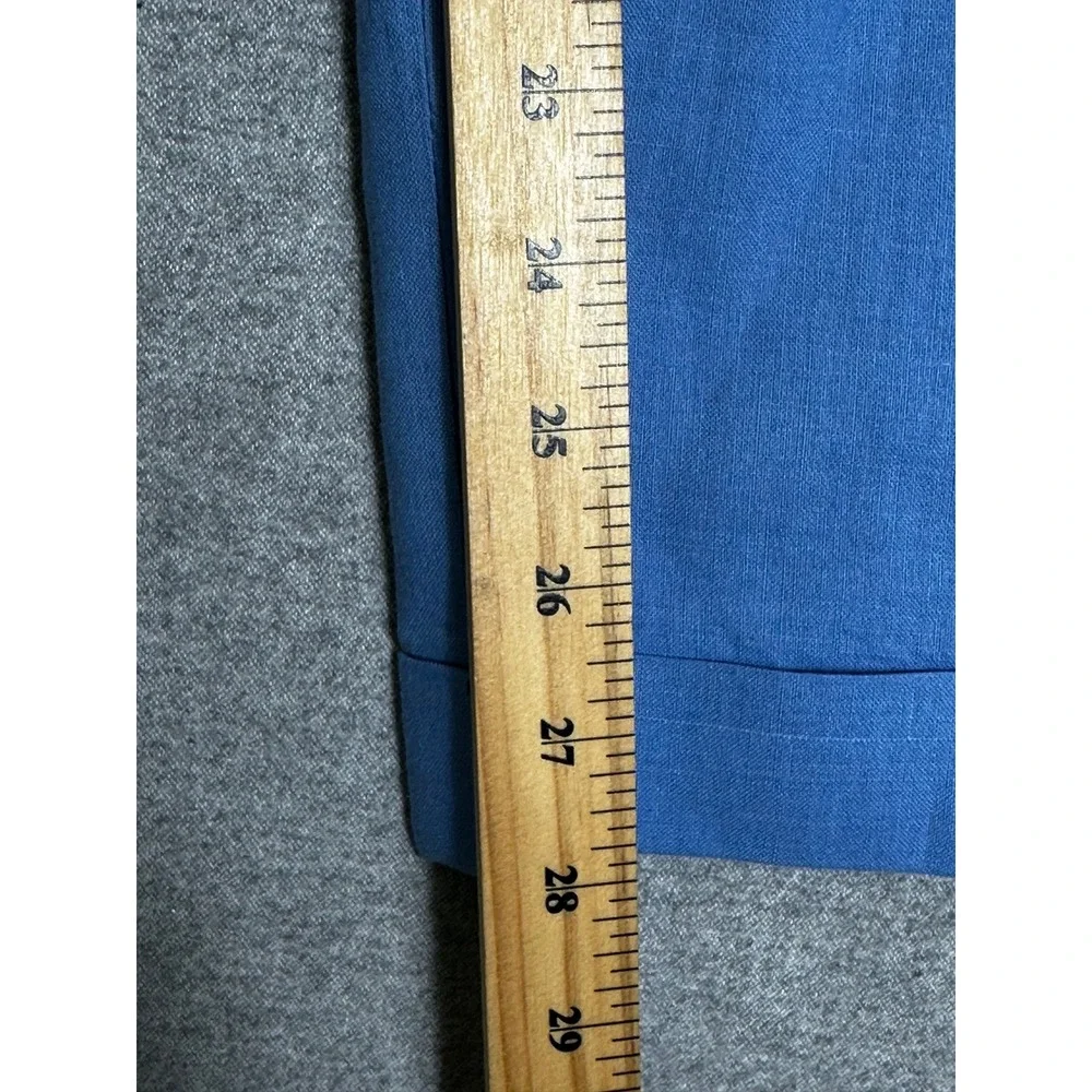 Domani Platinum Baggy Linen Trousers Mens 34 Blue Linen Cotton Pleated Cuffed